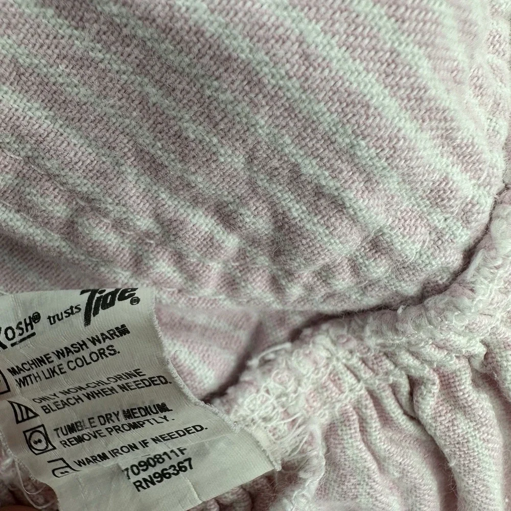 Vintage OshKosh 18M Pink White Striped Vestbar Jumper Dress Overall Toddler Girl